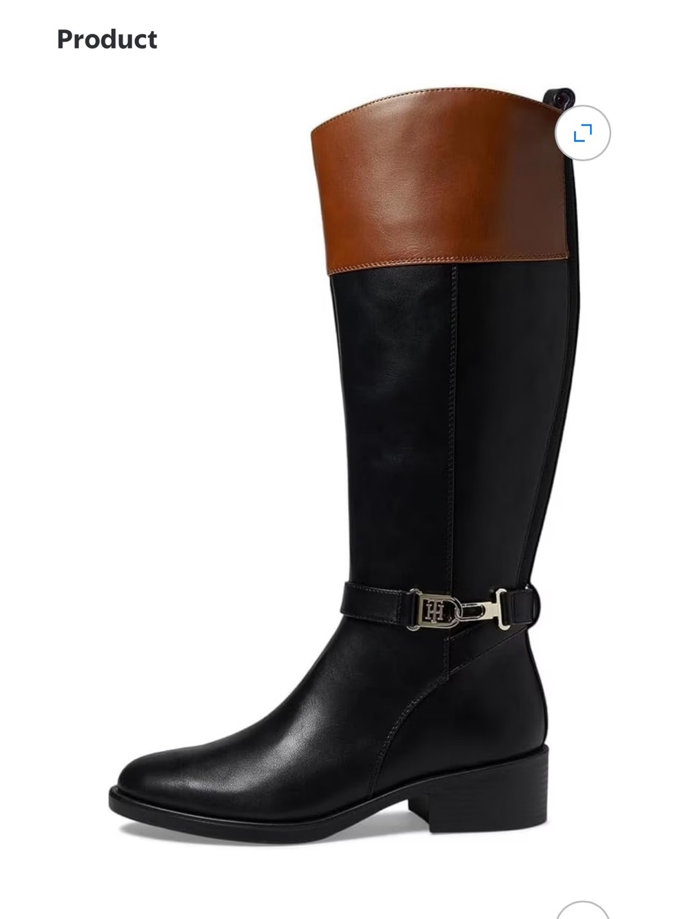 NEW without boxTommy Hilfiger Black and Brown Over‑the‑Knee Leather Riding Boots